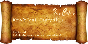 Kovácsi Cserjén névjegykártya